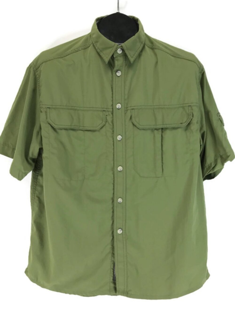 REI Vented Nylon Short Sleeve Utility Shirt Men's Medium Green Fishing Hiking